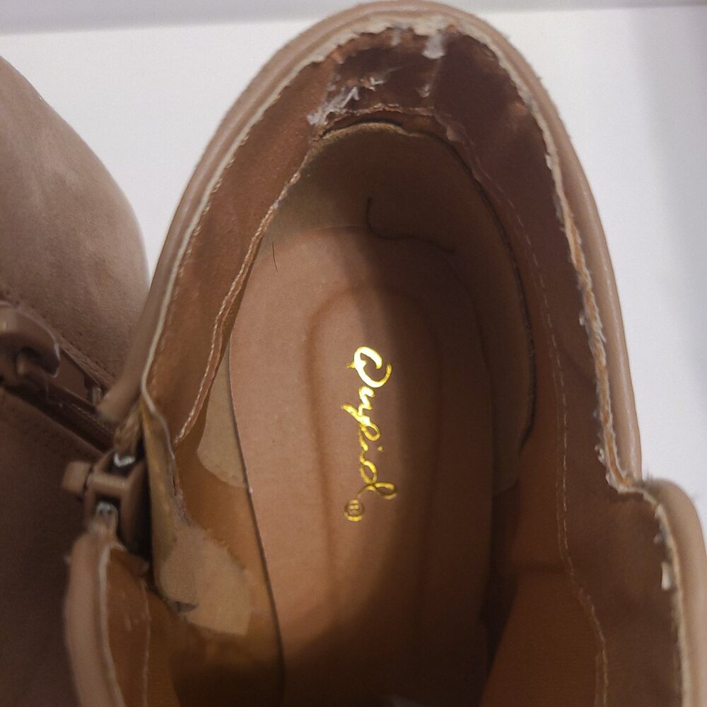 Qupid Tan Suede Wedge Ankle Booties – Size 7 - Picture 6 of 8